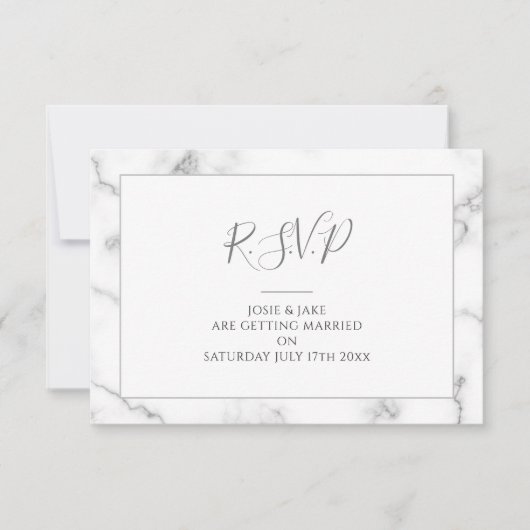Marmer effect RSVP kaart met bericht (Voorkant)