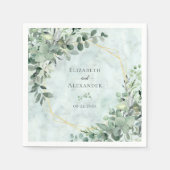Marmer Elegant Greenery Eucalyptus Gold Wedding Servet (Voorkant)