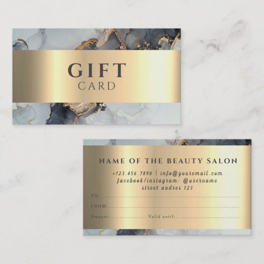 Marmer Elegant Wit Faux Gold Beauty Gift Kaart Visitekaartje (Voorkant / Achterkant)