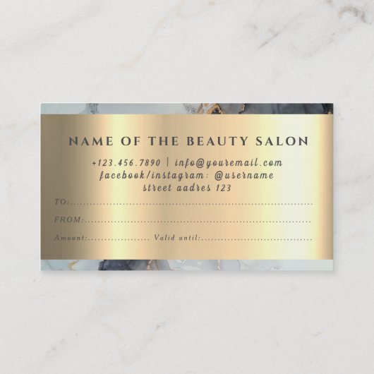 Marmer Elegant Wit Faux Gold Beauty Gift Kaart Visitekaartje (Achterkant)