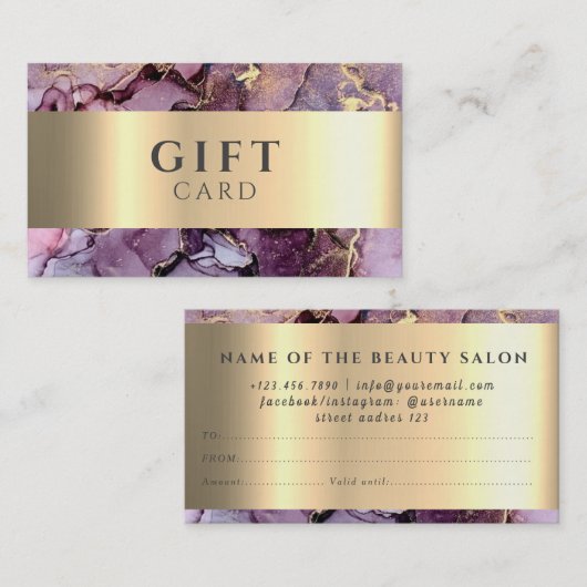 Marmer Elegant Wit Faux Gold Beauty Gift Kaart Visitekaartje (Voorkant / Achterkant)