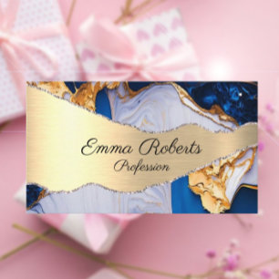 Marmer Elegante Typografie Blauwgroen Agaat visite Visitekaartje