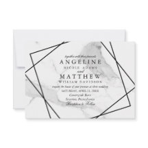 Marmer en Black & White Geometric Wedding Invite