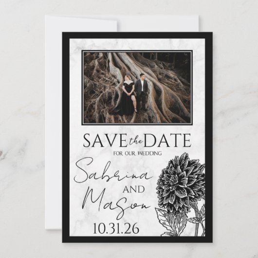 Marmer en Bloem Save The Date (Voorkant)
