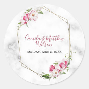 Marmer en bloemen ronde sticker