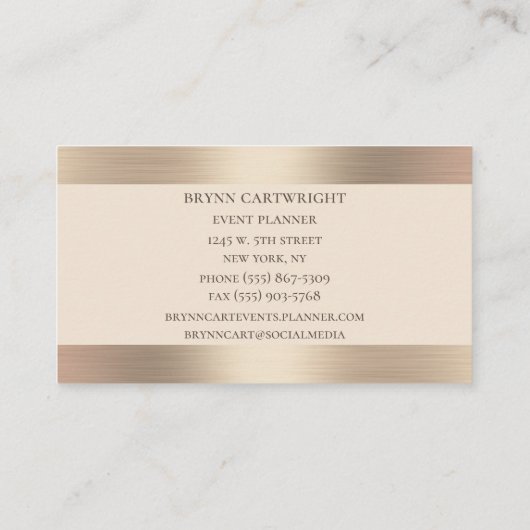 Marmer en Champagne Shimmer Modern Elegant Visitekaartje (Achterkant)