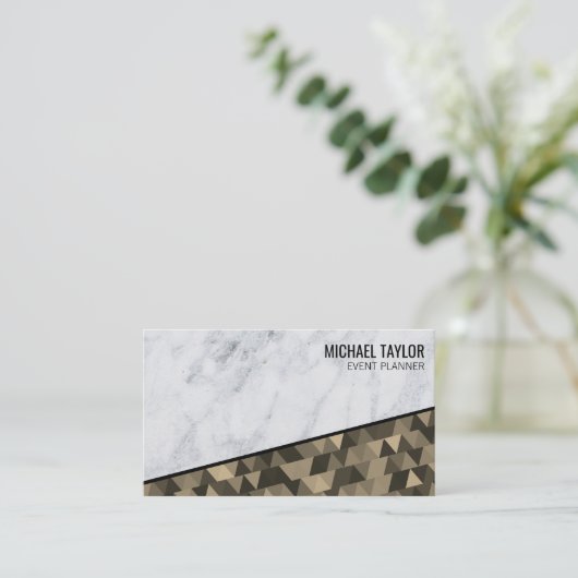 Marmer en driehoek patroon kleur blok visitekaartje (Staand voorkant)