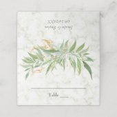 Marmer en Eucalyptus Greenery Wedding Table Plaatskaartje (Buitenkant ongevouwen)