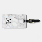 Marmer en Faux Folie Border Monogram Bagagelabel (Voorkant horizontaal)