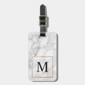 Marmer en Faux Folie Border Monogram Bagagelabel (Voorkant verticaal)