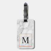 Marmer en Faux Folie Border Monogram Bagagelabel (Achterkant verticaal)