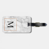 Marmer en Faux Folie Border Monogram Bagagelabel (Achterkant horizontaal)