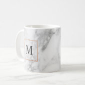Marmer en Faux Folie Border Monogram Initiaal Mok (Voorkant links)