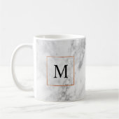 Marmer en Faux Folie Border Monogram Initiaal Mok (Links)