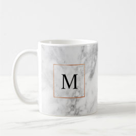 Marmer en Faux Folie Border Monogram Initiaal Mok