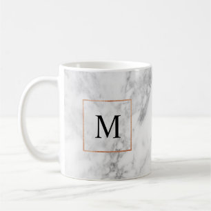 Marmer en Faux Folie Border Monogram Initiaal Mok