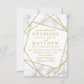 Marmer en Faux Gold Geometric Wedding Invite Kaart (Voorkant)
