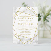 Marmer en Faux Gold Geometric Wedding Invite Kaart (Staand voorkant)