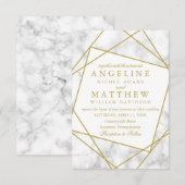 Marmer en Faux Gold Geometric Wedding Invite Kaart (Voorkant / Achterkant)