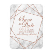 Marmer en Faux Roos Gold Save the Date Magneet (Verticaal)
