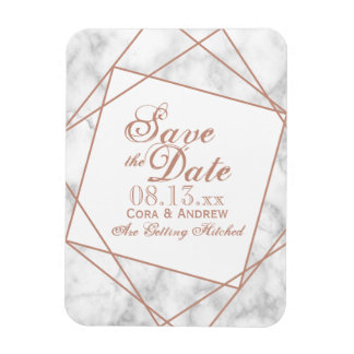 Marmer en Faux Roos Gold Save the Date Magneet
