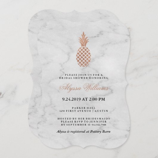 Marmer en Faux Roos Goud Ananas Vrijgezellenfeest Kaart (Voorkant / Achterkant)