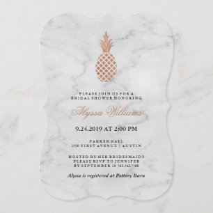 Marmer en Faux Roos Goud Ananas Vrijgezellenfeest Kaart