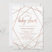 Marmer en Faux Roos Goud Geometrisch Baby shower Kaart (Voorkant)