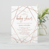 Marmer en Faux Roos Goud Geometrisch Baby shower Kaart (Staand voorkant)