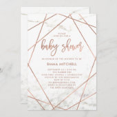 Marmer en Faux Roos Goud Geometrisch Baby shower Kaart (Voorkant / Achterkant)