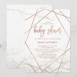 Marmer en Faux Roos Goud Geometrisch Baby shower Kaart