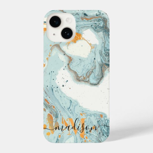 Marmer en Glitter Abstract iPhone Hoesje (Achterkant)