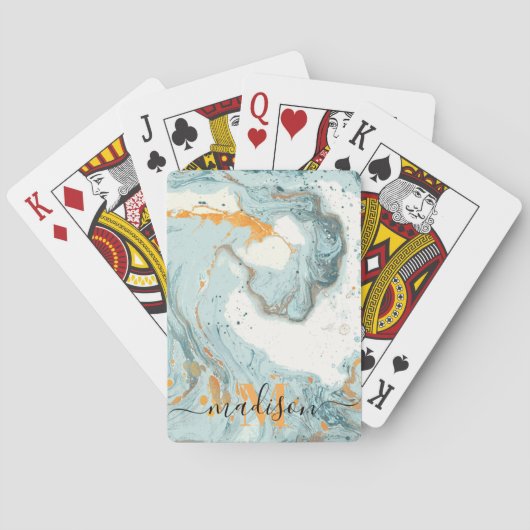 Marmer en Glitter Abstract Pokerkaarten (Achterkant)