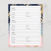 Marmer en glitter adresboek pagina (Voorkant)