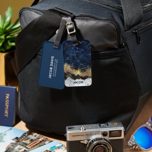 Marmer en Glitter Bagagelabel (Voorkant /achterkant)