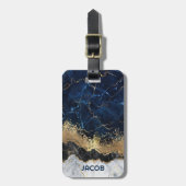 Marmer en Glitter Bagagelabel (Voorkant verticaal)