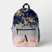 Marmer en glitter girly monogram bedrukte rugzak (Voorkant)