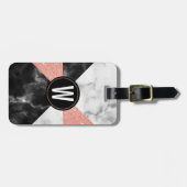 Marmer en Glitter Kijk Monogramed Bagagelabel (Voorkant horizontaal)