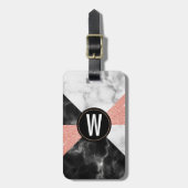 Marmer en Glitter Kijk Monogramed Bagagelabel (Voorkant verticaal)