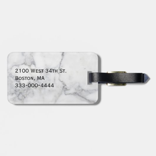 Marmer en Glitter Kijk Monogramed Bagagelabel (Achterkant horizontaal)