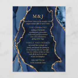 Marmer- en Gold Agate Wedding-programma voor de ma