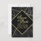 Marmer en Gold Art Deco Geometric Save the Date I Kaart (Voorkant)