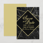 Marmer en Gold Art Deco Geometric Save the Date I Kaart (Voorkant / Achterkant)