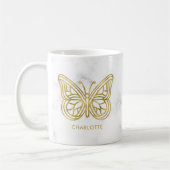 Marmer en Gold Geometric Butterfly, speciaal geper Koffiemok (Links)