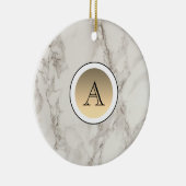 Marmer en Gold Initiaal Elegant Keramisch Ornament (Rechts)
