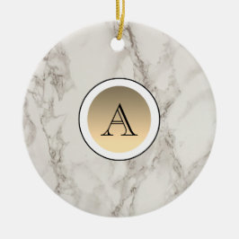 Marmer en Gold Initiaal Elegant Keramisch Ornament