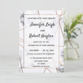 Marmer en goud elegante bruiloft uitnodiging (Staand voorkant)