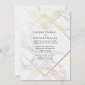 Marmer en Goud Geometrische vorm Faux Folie Huweli Kaart (Voorkant)