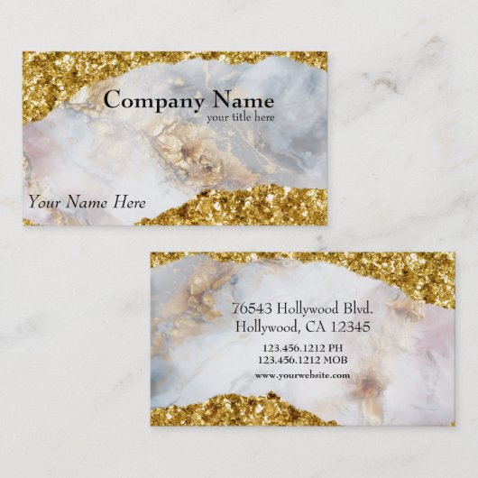 Marmer en goud Nugget Luxe Visitekaartje (Voorkant / Achterkant)