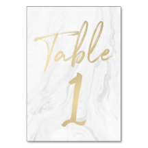 Marmer en goud script | Tabelnummer Kaart 1